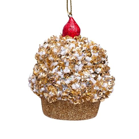 Новогоднее украшение Vondels Cupcake gold allover glitters cherry on Арт.3162810080034