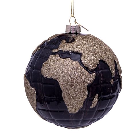 Новогоднее украшение Vondels Black globe w/gold glitter print Арт.1201290120013
