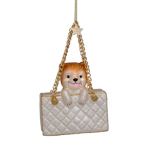 Новогоднее украшение Vondels Champagne matt fashion bag w/dog Арт.4212250070030