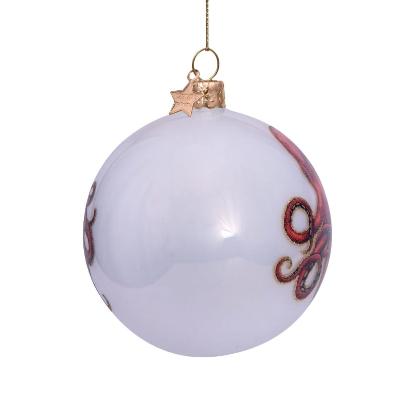 Новогоднее украшение Vondels White opal w/red octopus Арт.4211290080078