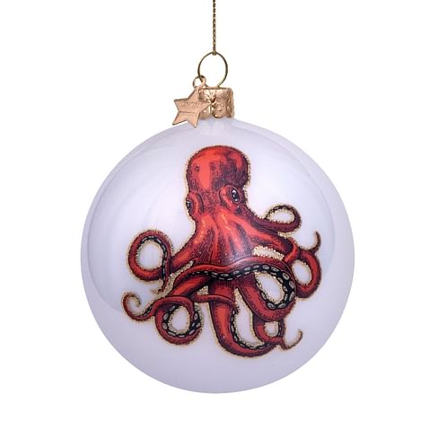 Новогоднее украшение Vondels White opal w/red octopus Арт.4211290080078