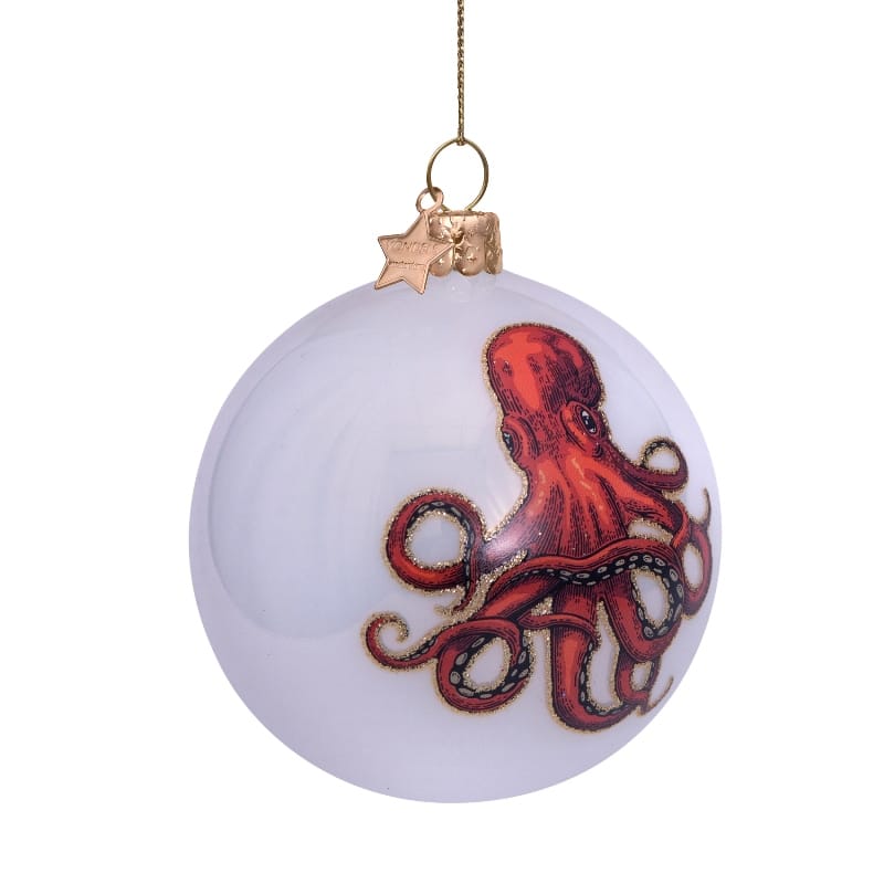 Новогоднее украшение Vondels White opal w/red octopus Арт.4211290080078
