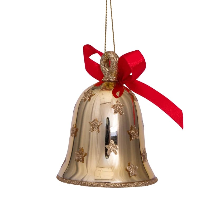 Новогоднее украшение Vondels Shiny gold bell w/red bow Арт.4212810080035