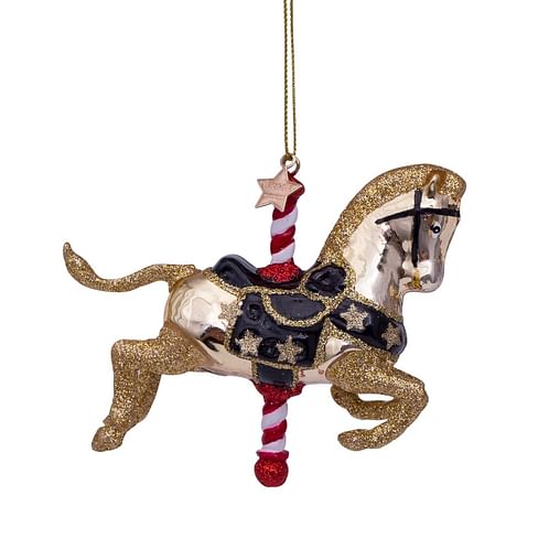 Новогоднее украшение Vondels Shiny gold carousel horse Арт.3212210090017
