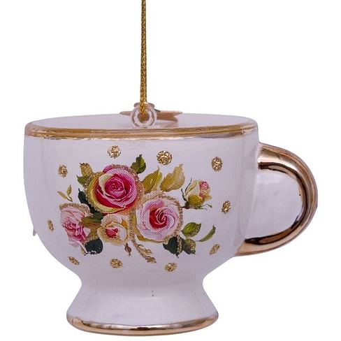 Новогоднее украшение Vondels White tea cup w/flower print Арт.3212810050039