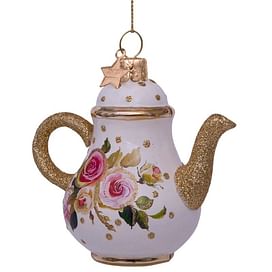 Новогоднее украшение Vondels White tea pot w/flower print Арт.3212810100055