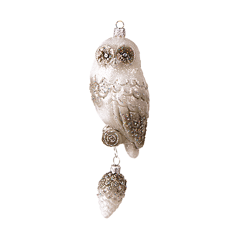 Новогоднее украшение Impuls Snowy Owl with Pine Cone Арт.A2066S