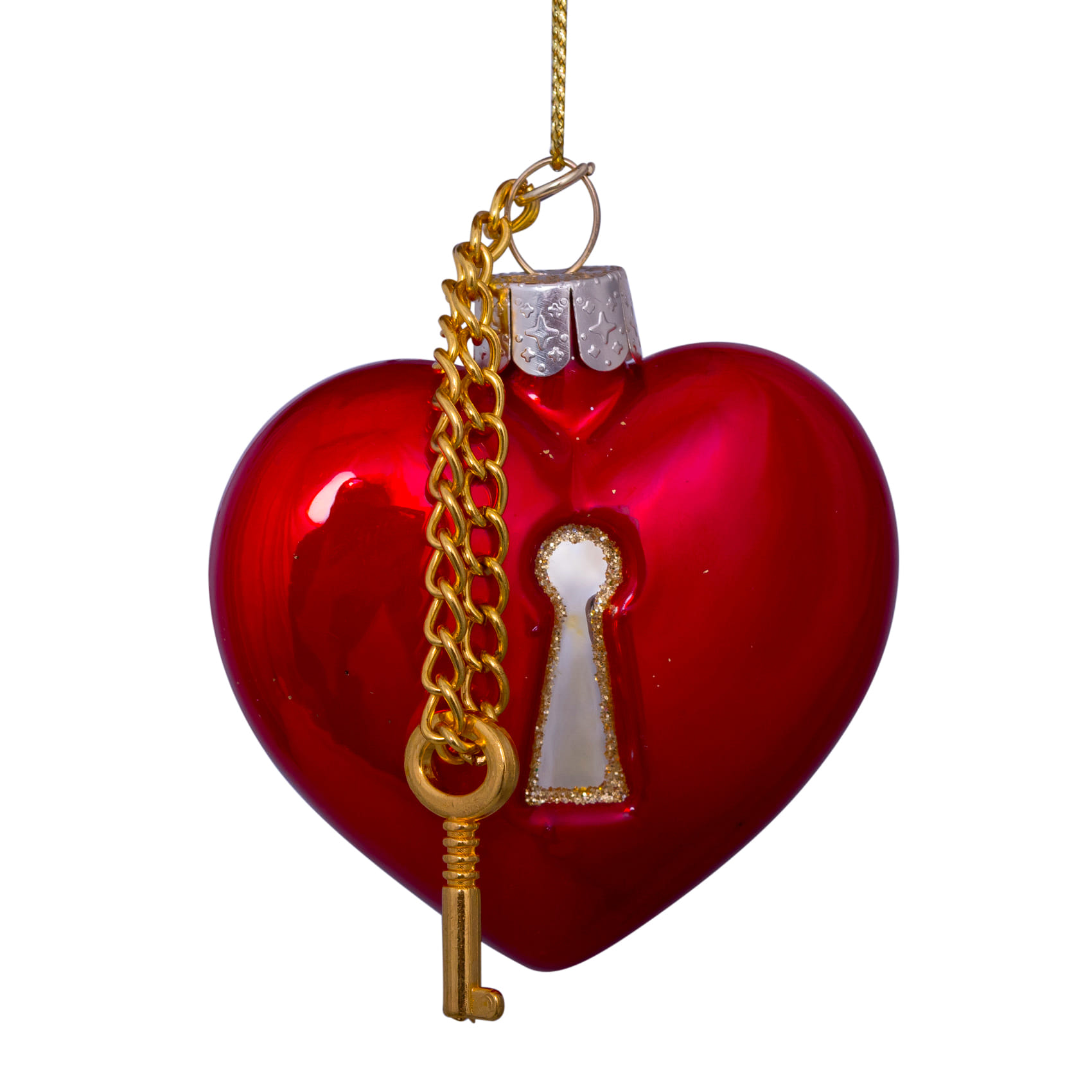 Новогоднее украшение Vondels Red opal heart with key lock Арт.2231322065011