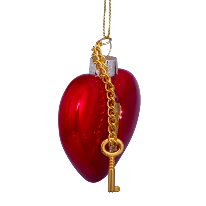 Новогоднее украшение Vondels Red opal heart with key lock Арт.2231322065011