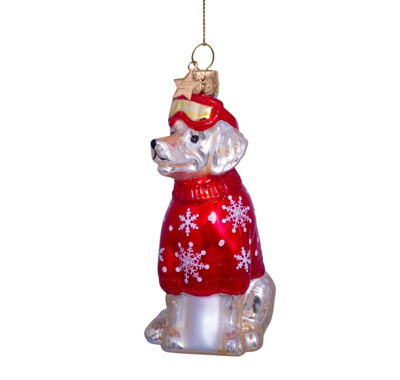 Новогоднее украшение Vondels Blond golden retriever w/red ski outfit Арт.2232250095033