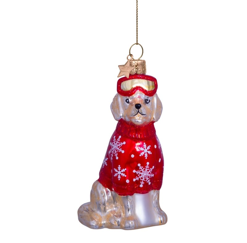 Новогоднее украшение Vondels Blond golden retriever w/red ski outfit Арт.2232250095033