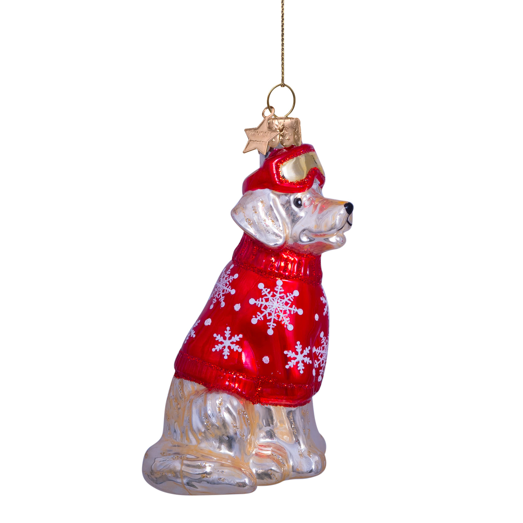 Новогоднее украшение Vondels Blond golden retriever w/red ski outfit Арт.2232250095033