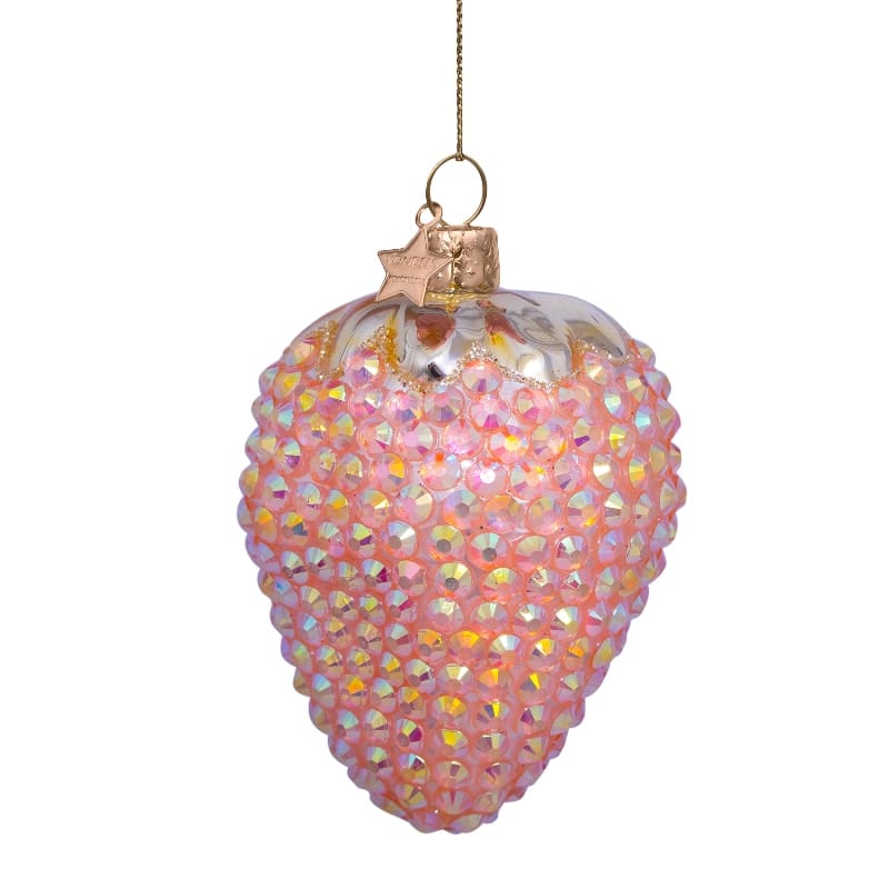 Новогоднее украшение Vondels Soft pink strawberry w/allover diamonds Арт.2232810060099
