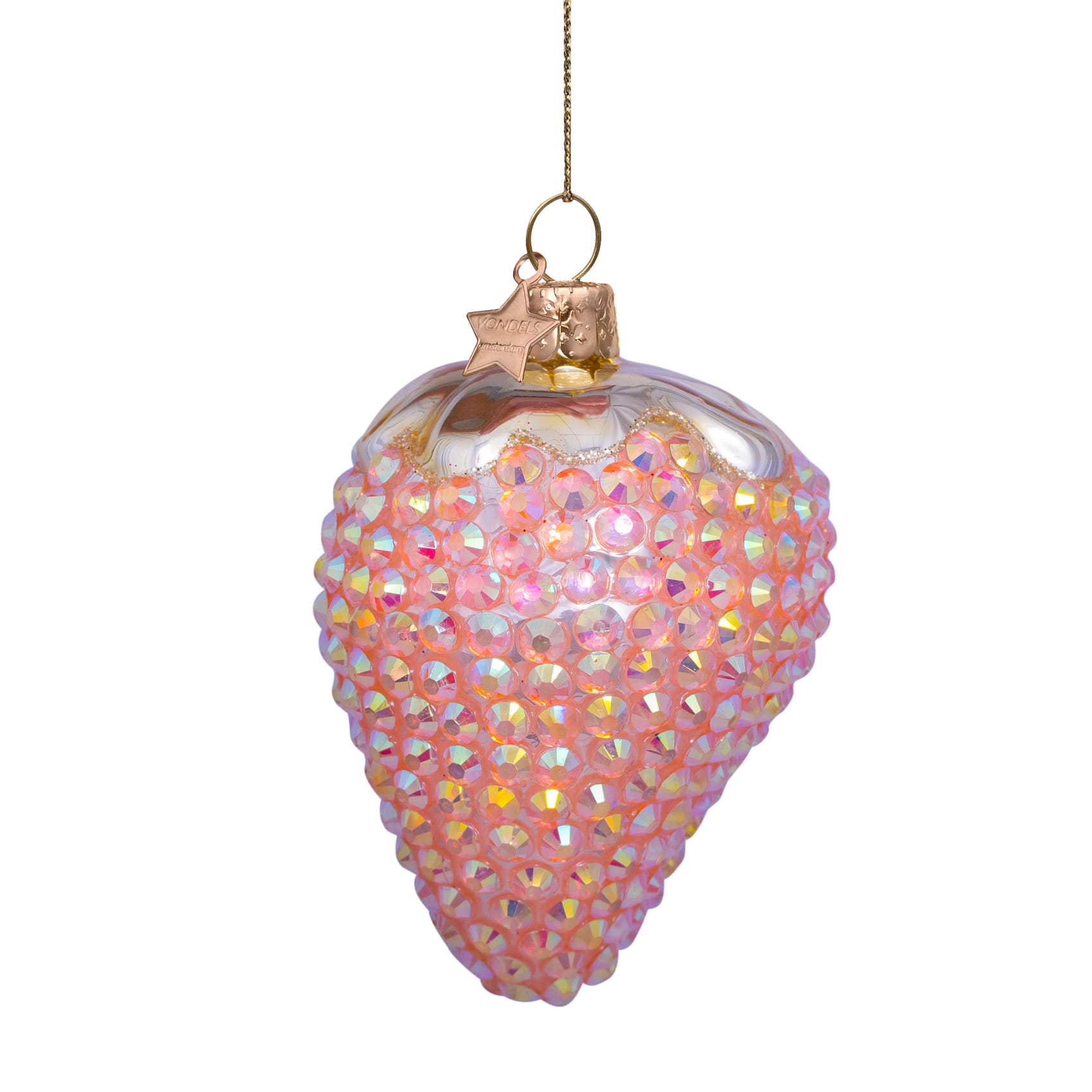 Новогоднее украшение Vondels Soft pink strawberry w/allover diamonds Арт.2232810060099