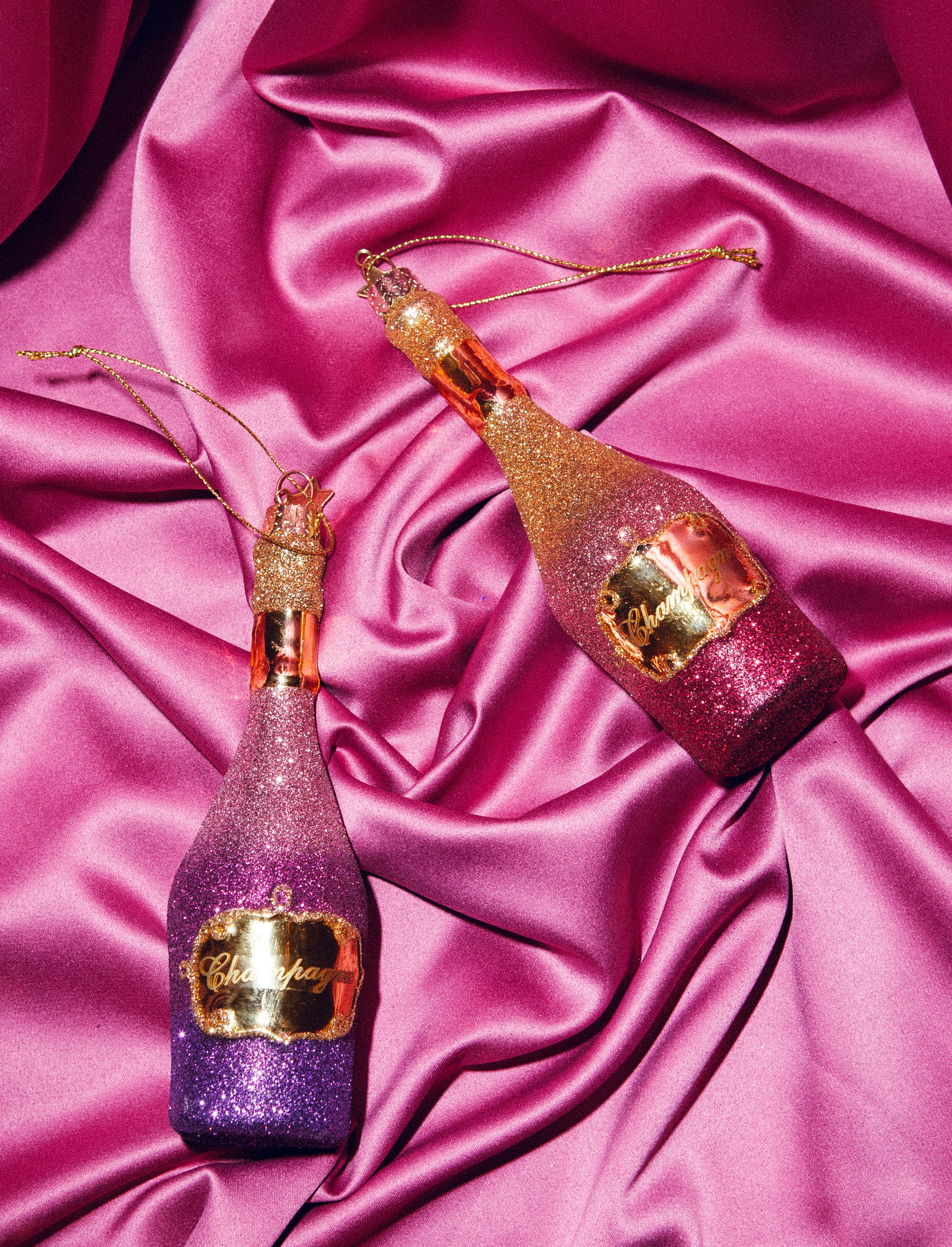 Новогоднее украшение Vondels Pink/ gold champagne bottle Арт.2232850165013