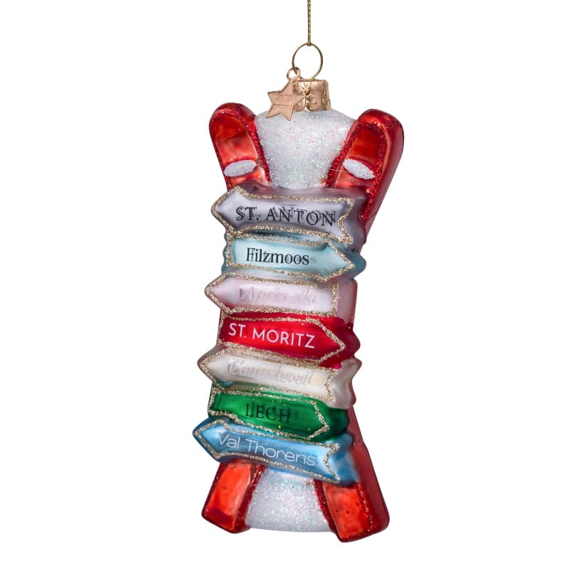 Новогоднее украшение Vondels Red ski w/names Арт.3237000115039