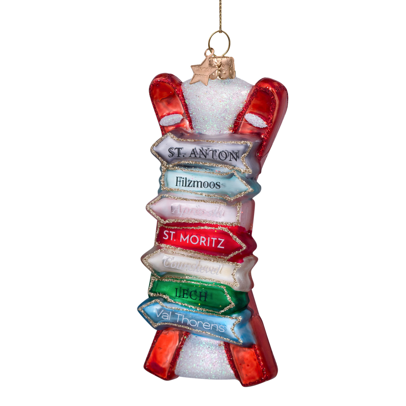 Новогоднее украшение Vondels Red ski w/names Арт.3237000115039