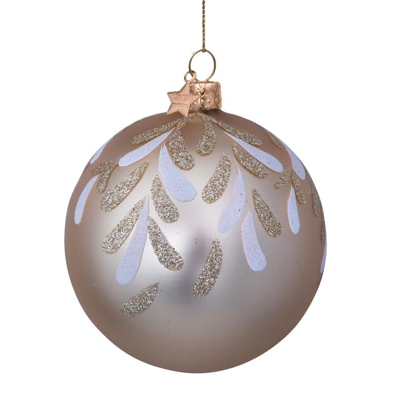 Новогоднее украшение Vondels Gold matt w/hand painted leafs Арт.4232900080172