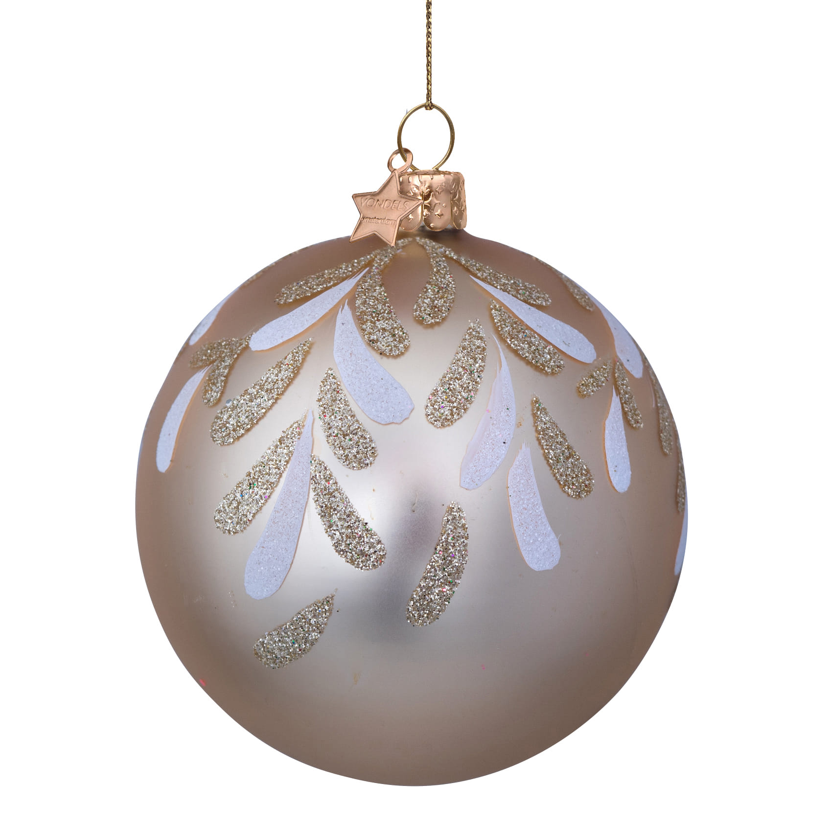 Новогоднее украшение Vondels Gold matt w/hand painted leafs Арт.4232900080172