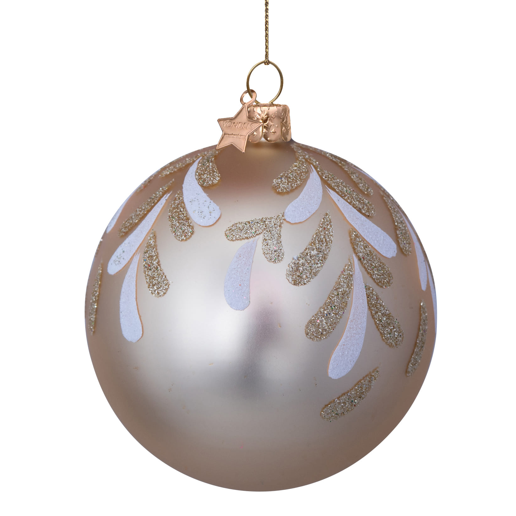 Новогоднее украшение Vondels Gold matt w/hand painted leafs Арт.4232900080172