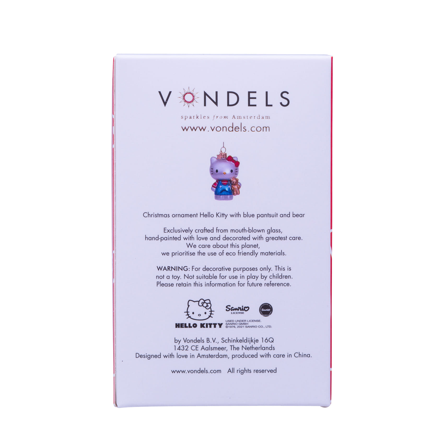 Новогоднее украшение Vondels Hello Kitty blue w/bear Арт.1211234090067