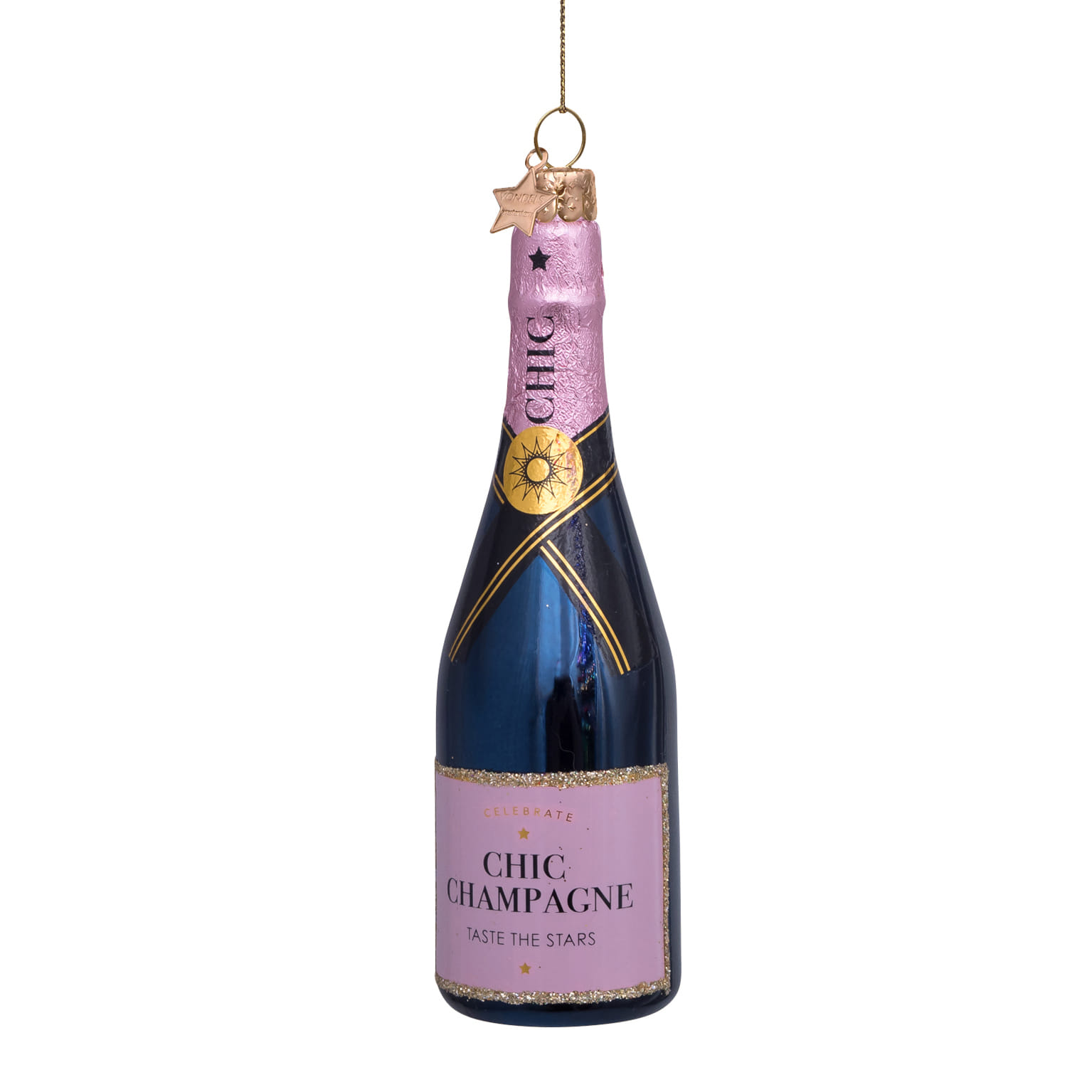 Новогоднее украшение Vondels Luxury pink bottle w/ champagne Арт.1240999140014