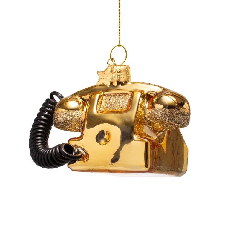 Новогоднее украшение Vondels Shiny gold vintage telephone Арт.1250101060031