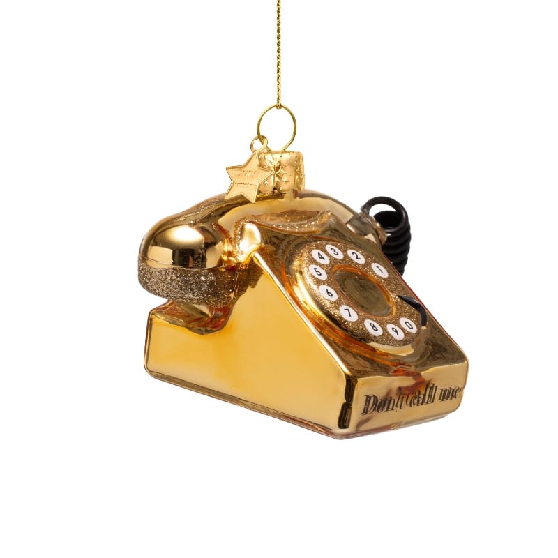 Новогоднее украшение Vondels Shiny gold vintage telephone Арт.1250101060031