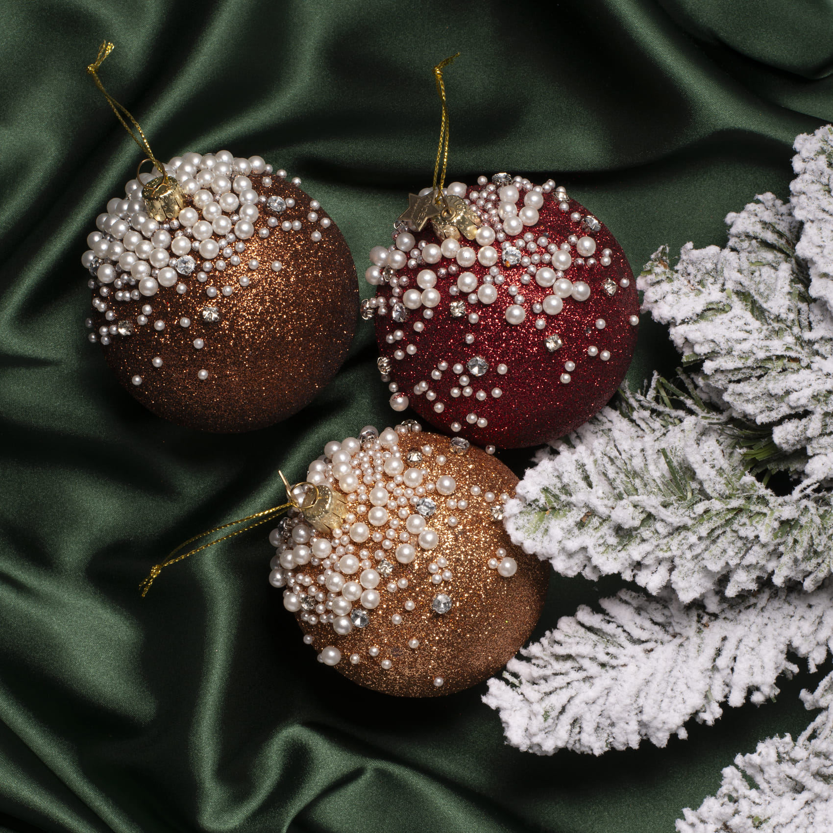 Новогоднее украшение Vondels Burgundy glitter allover w/pearls Арт.1250721090012