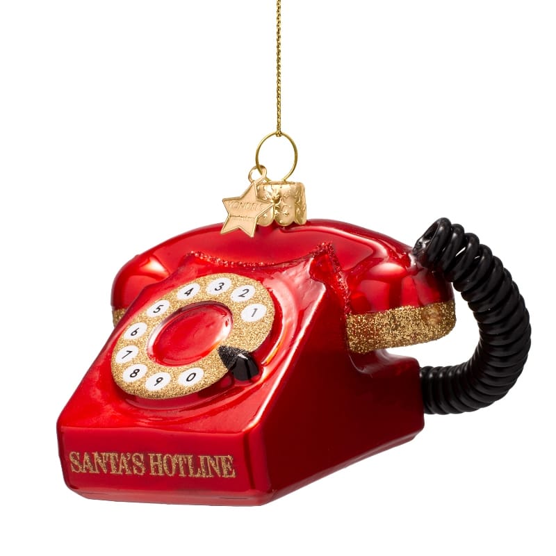 Новогоднее украшение Vondels Opal red vintage telephone Арт.2250706070014