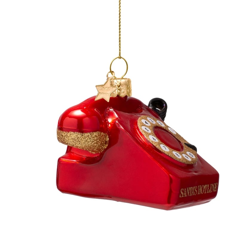 Новогоднее украшение Vondels Opal red vintage telephone Арт.2250706070014