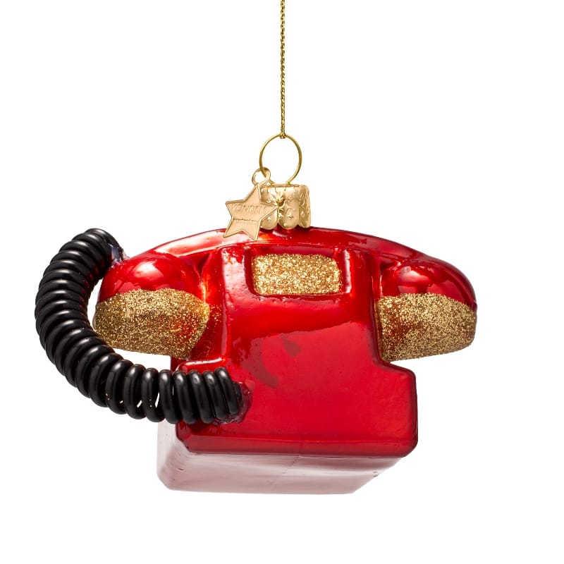 Новогоднее украшение Vondels Opal red vintage telephone Арт.2250706070014