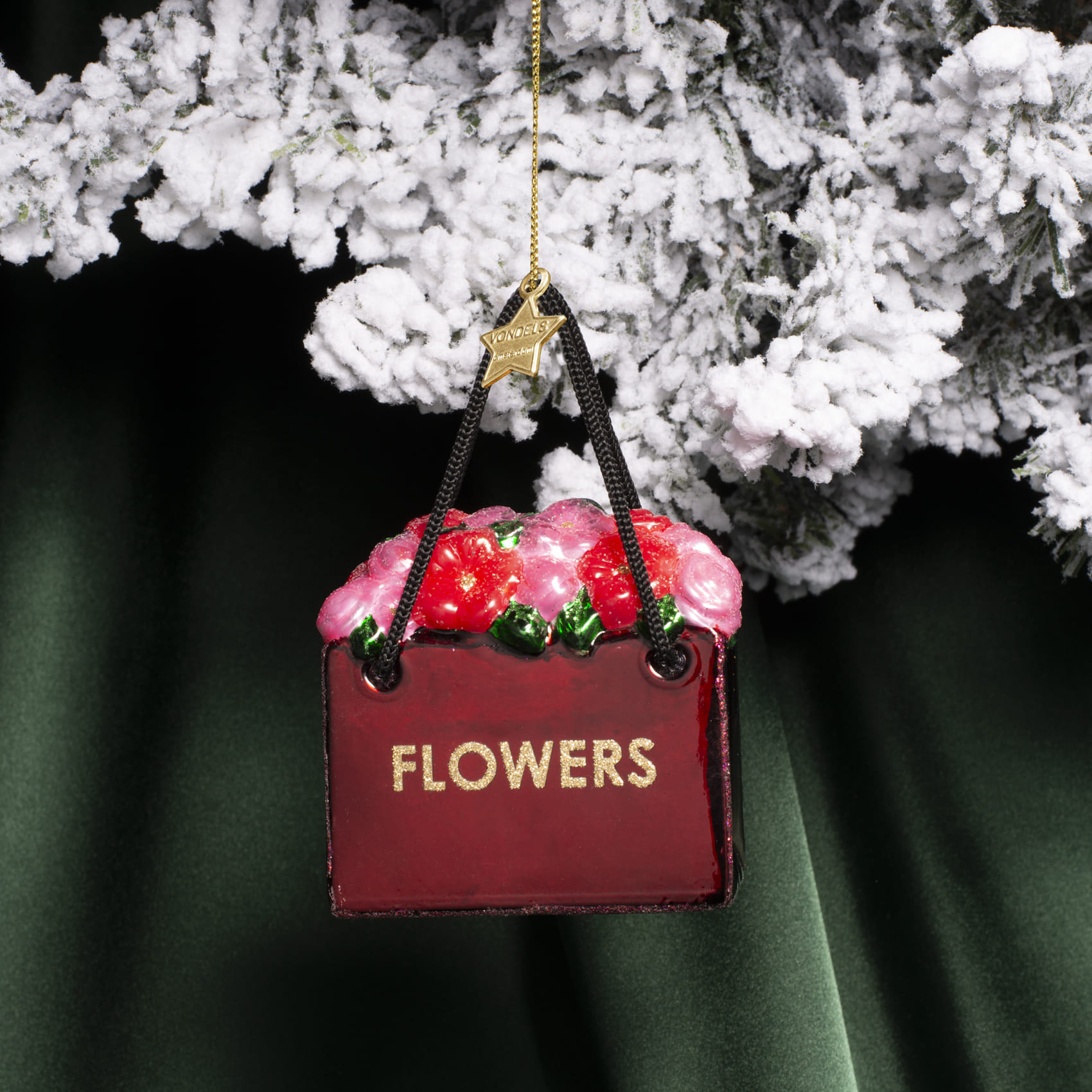 Новогоднее украшение Vondels Burgundy flower bag Арт.2250721075018