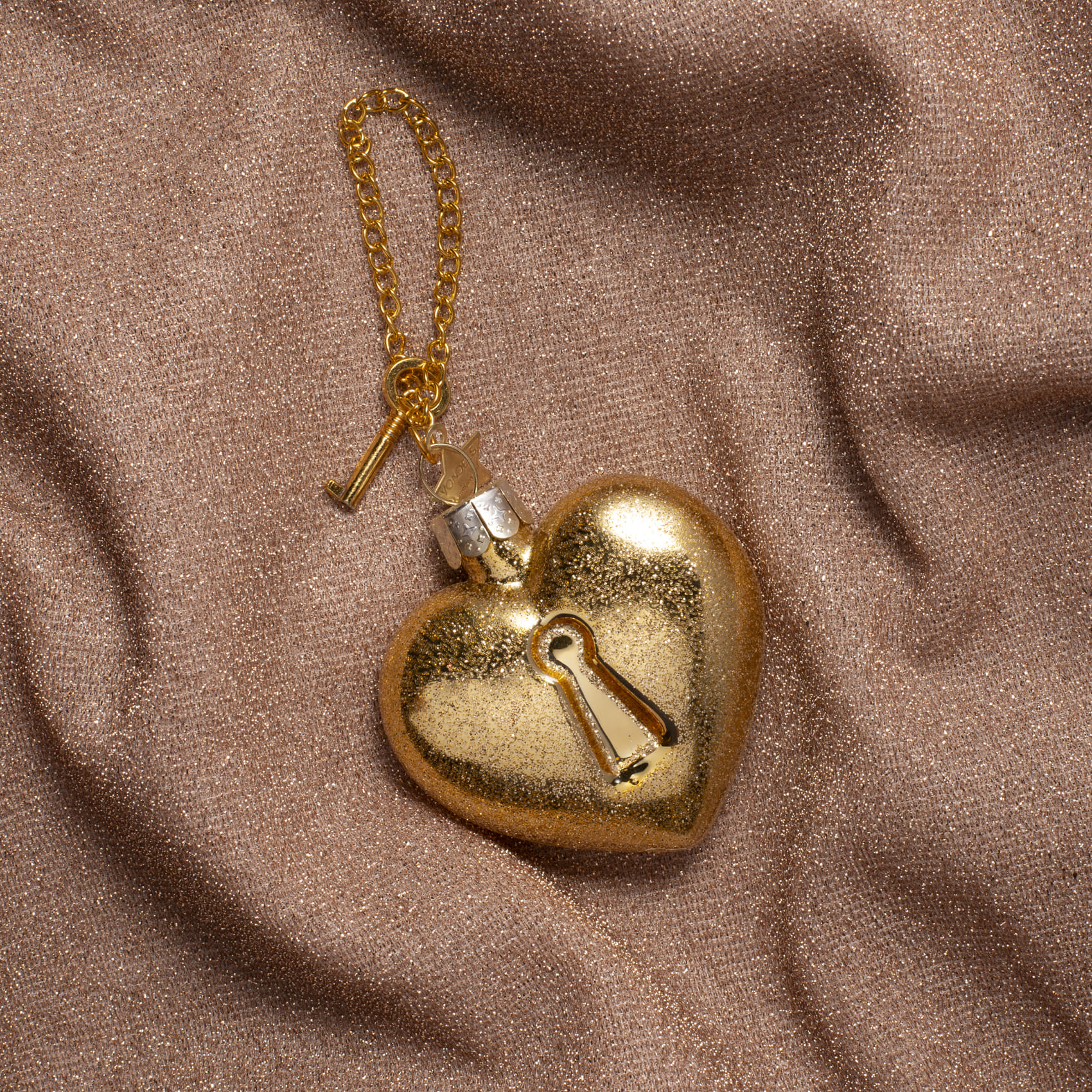Новогоднее украшение Vondels Gold heart with key lock Арт.4250101065583
