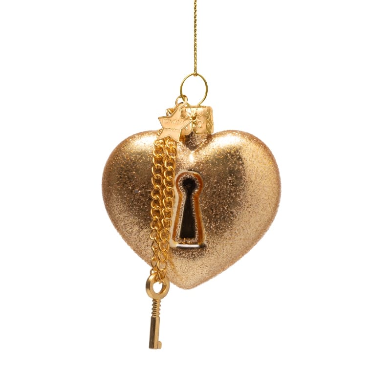 Новогоднее украшение Vondels Gold heart with key lock Арт.4250101065583
