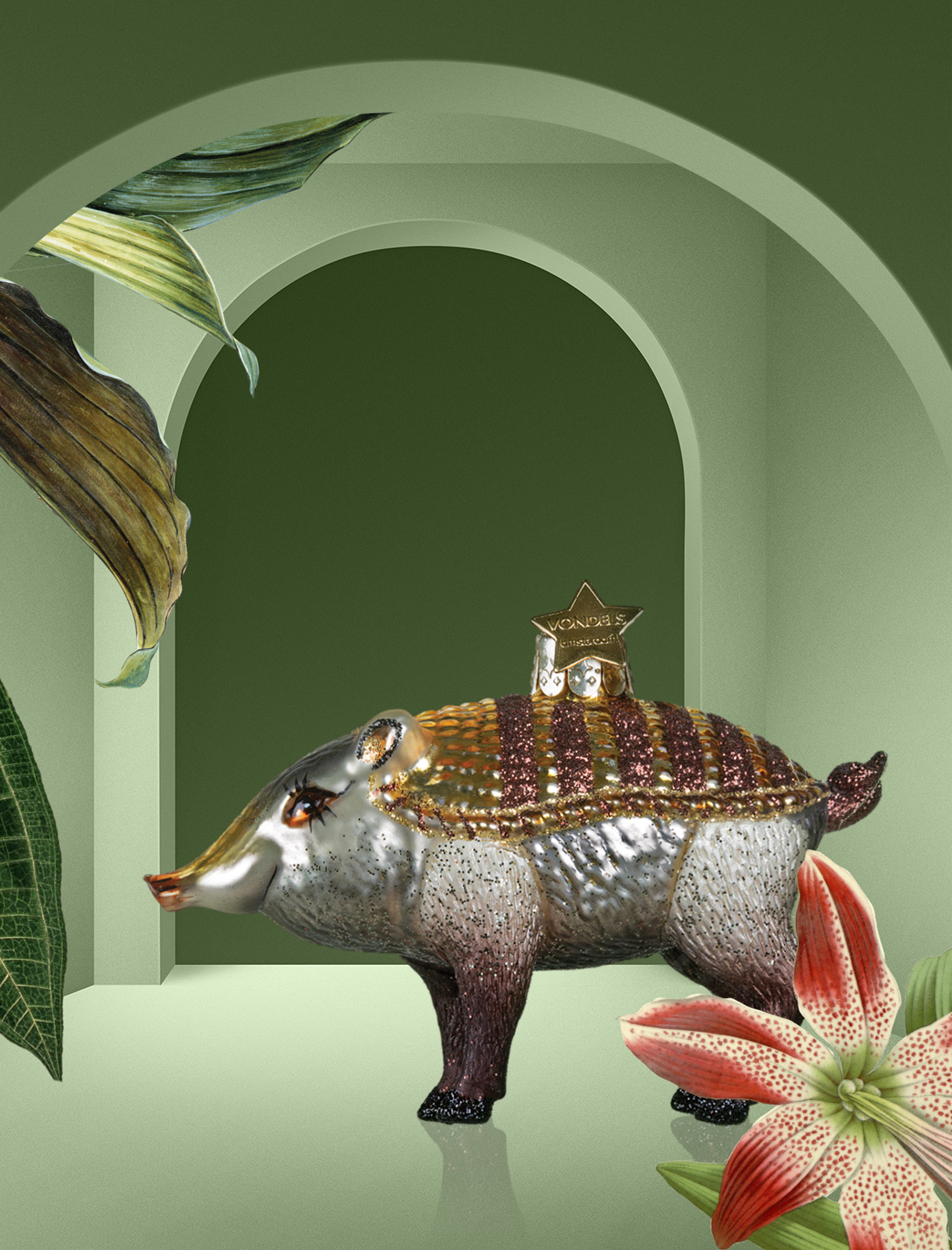 Новогоднее украшение Vondels Armoured boar Moooi Арт.9219632065054