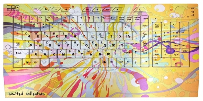 Клавиатура CBR Picture;Keyboard Splashes Yellow-Pink USB CBR