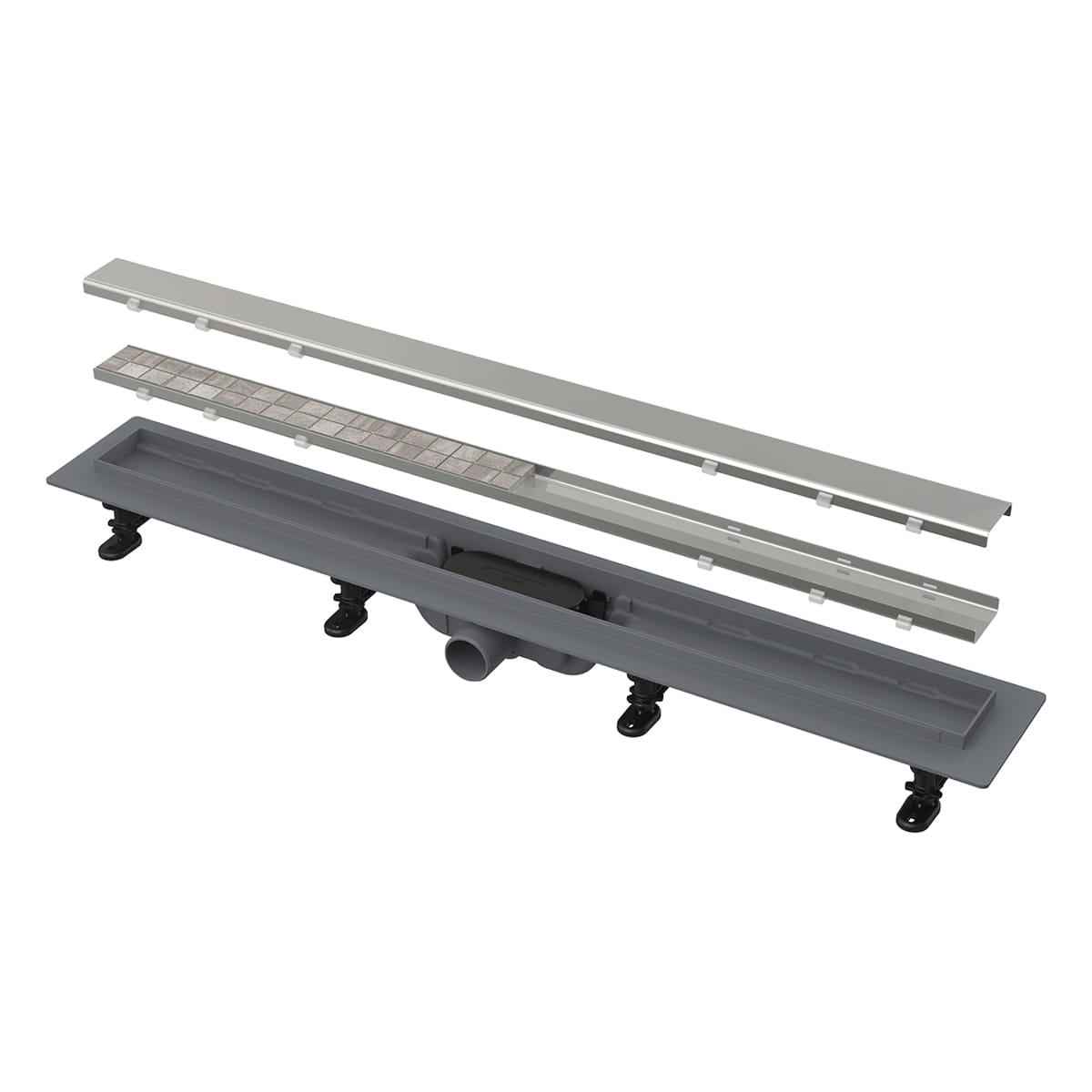 Водоотводящий желоб с порогами для двусторонней решетки ALCAPLAST APZ19-650