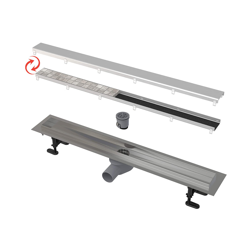 Водоотводящий желоб с двойной решеткой ALCAPLAST APZ13-DOUBLE9-650