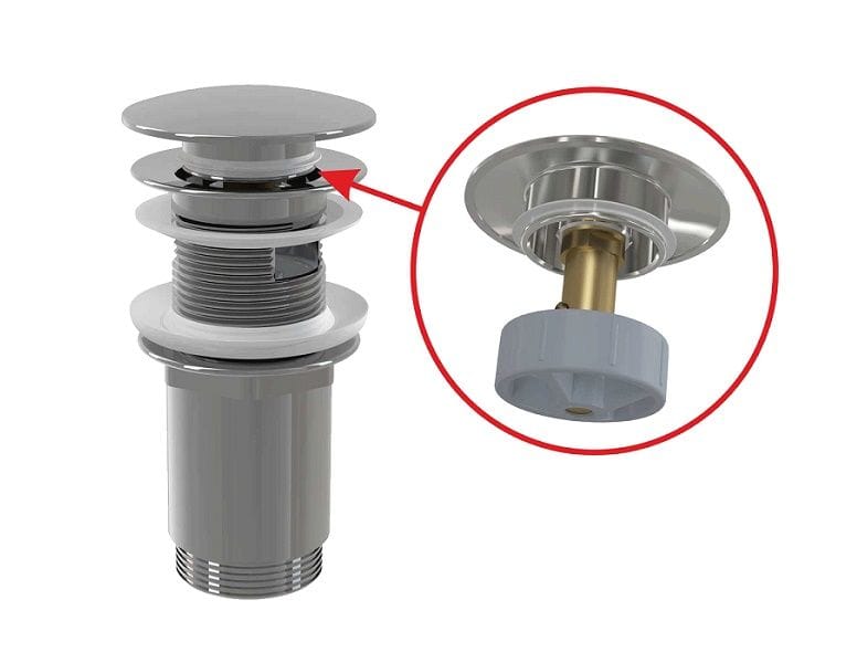 Донный клапан ClickClack 5/4 цельнометаллический с переливом и большой заглушкой ALCAPLAST A392C-BL-01