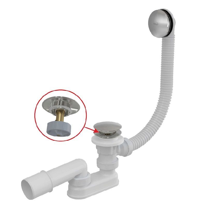 Сифон для ванны click/clack металл ALCAPLAST A504CKM-BL-01