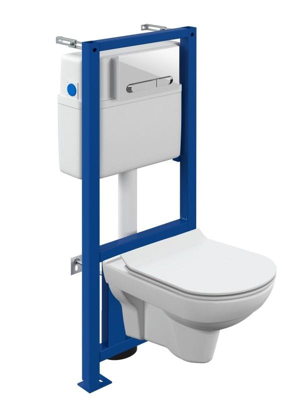 Унитаз подвесной City Clean On DPL EO + инсталляция Link Pro c сиденьем Slim, кнопкой Estetica Cersanit 64277