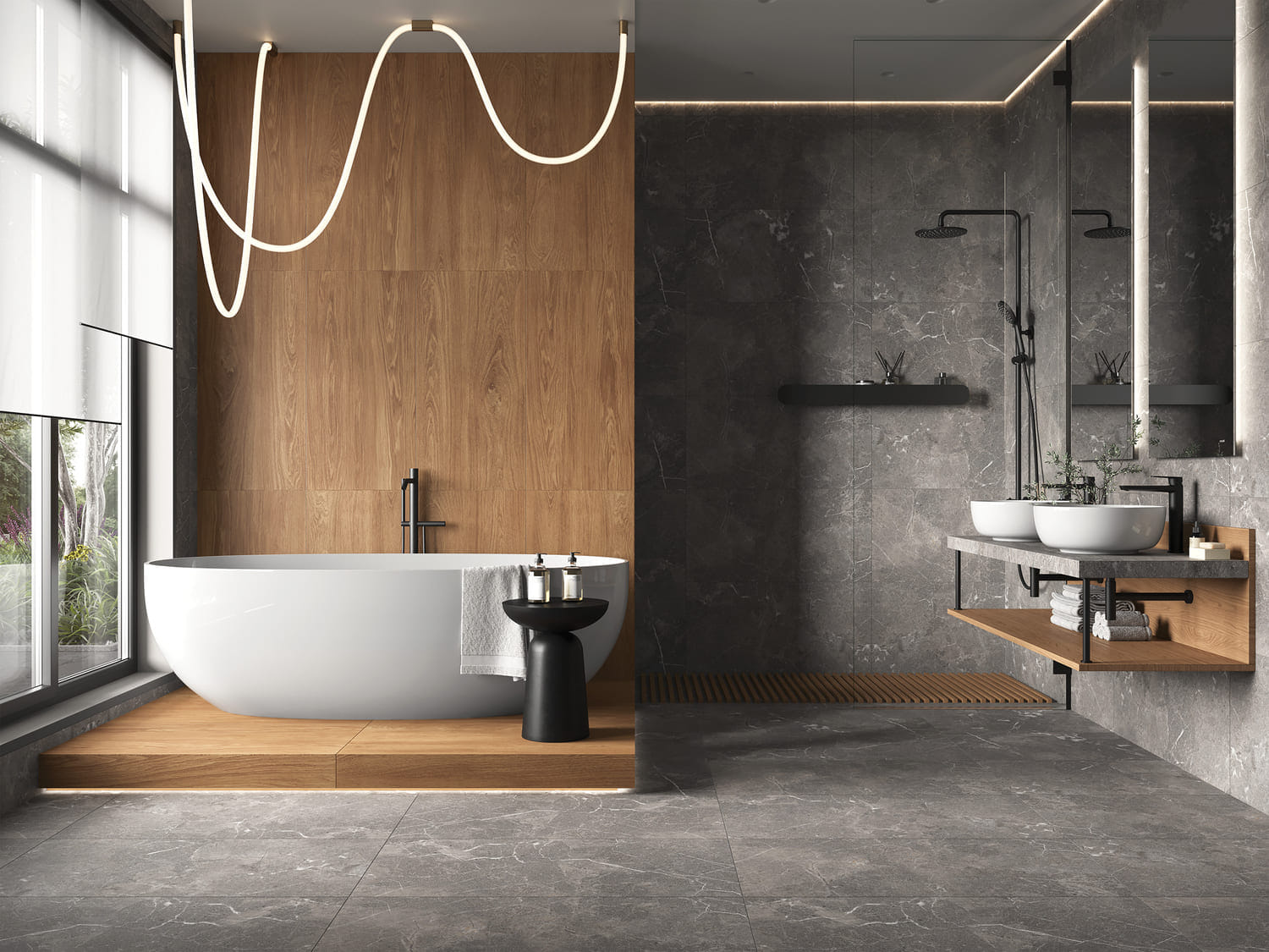 Керамогранит Pamir темно-серый 45x90 Cersanit 4690311141613