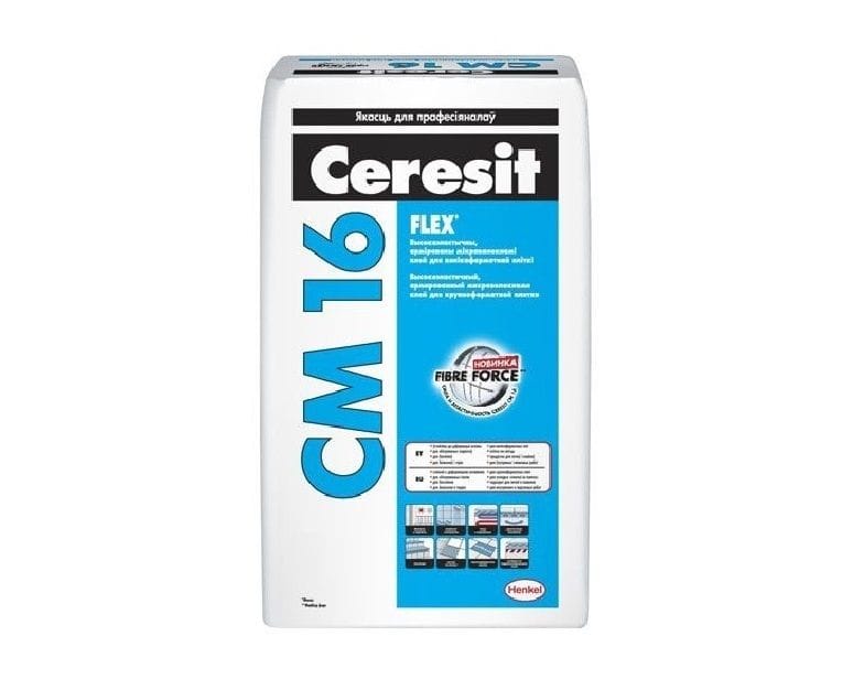 Клей для плитки Ceresit CM 16 Flex высокоэластичный 25 кг (до 1м2) 1223673
