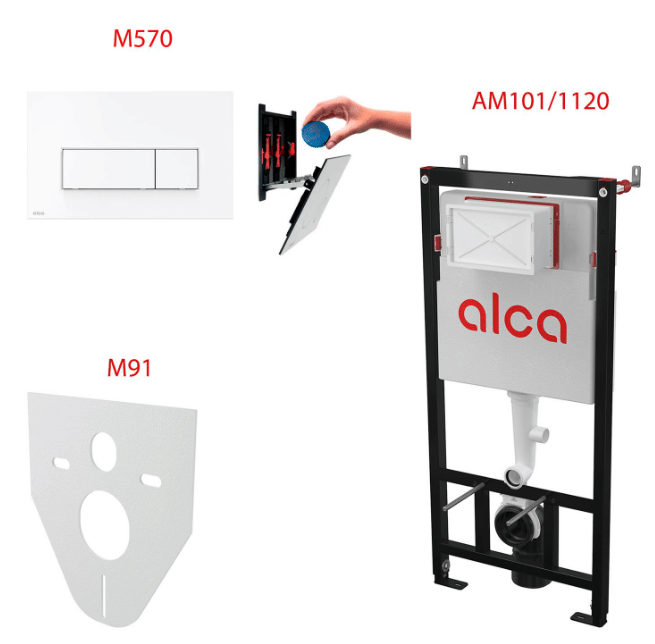 Сет 4 в 1 скрытая система инсталляций ALCAPLAST AM101/1120+M570