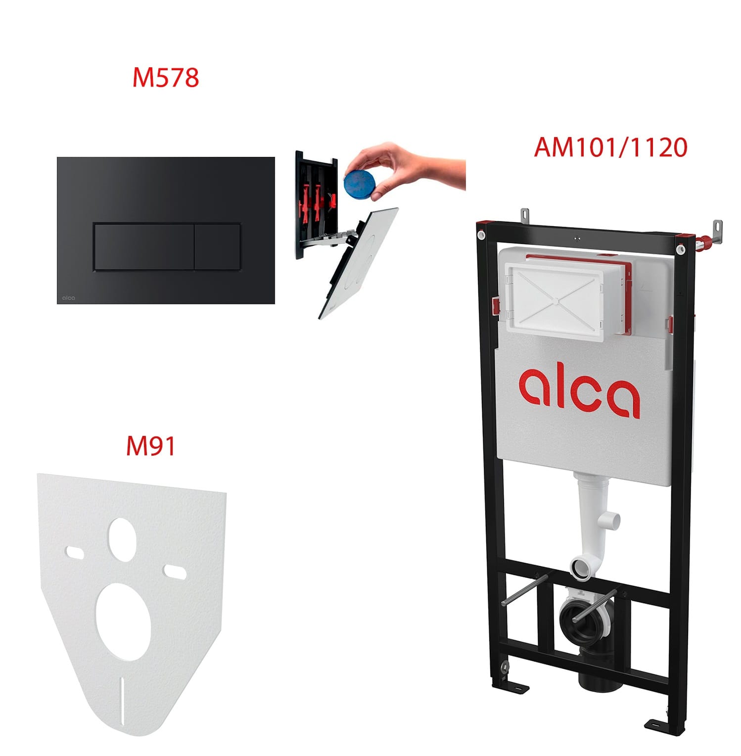 Сет 4 в 1 скрытая система инсталляций ALCAPLAST AM101/1120+M670