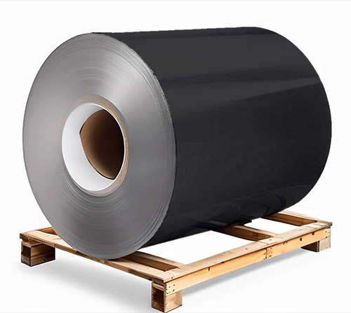 Сталь оцинкованная 0,5х1250х3000 мм RAL 9017 черно-серый Грунт обр.стороны / защ.пленка Steel Reels Painting ST0,5-RAL9017