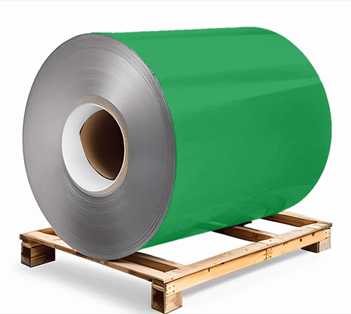 Сталь оцинкованная окрашенная 1,2х1250х3000 мм RAL 6037 зеленый Грунт обр.стороны / защ.пленка Steel Reels Painting ST1,2-RAL6037