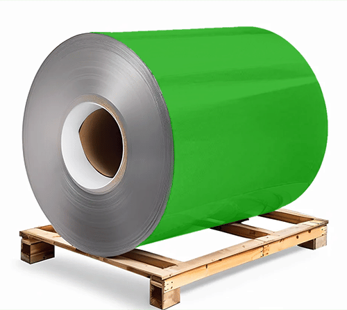 Сталь оцинкованная окрашенная 1,2х1250х3000 мм RAL 6018 светло-зеленый Грунт обр.стороны / защ.пленка Steel Reels Painting ST1,2-RAL6018