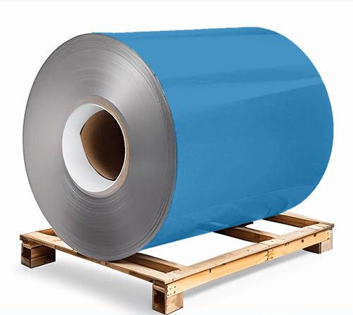 Сталь оцинкованная окрашенная 1,5х1250х3000 мм RAL 5012 светло-голубой Грунт обр.стороны / защ.пленка Steel Reels Painting ST1,5-RAL5012